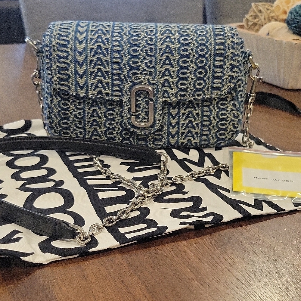 Marc Jacobs Sun Faded Denim Shoulder Bag with Chain Strap
